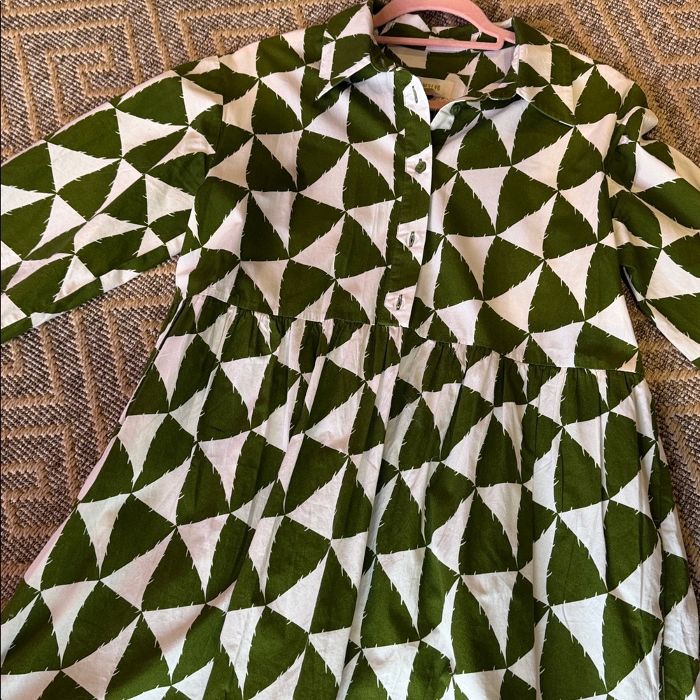 Maeve Green and White Geometric Maxi Dress - Picture 7 of 9